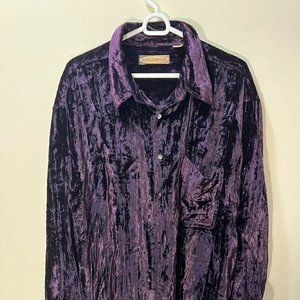 Faux Velvet Unisex Button Down Shirt